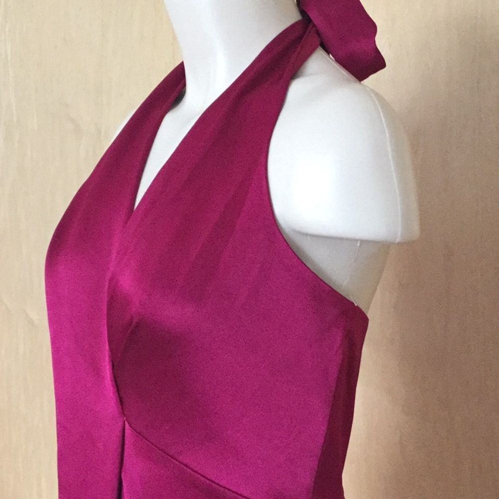 Halston Heritage Halter Neck Cut Out Satin Dress - Picture 7 of 8